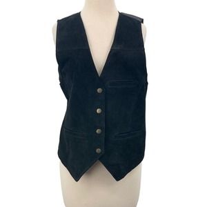 Vintage Don't Stop Classics Women's‎ Black Leather Motorcycle Vest M